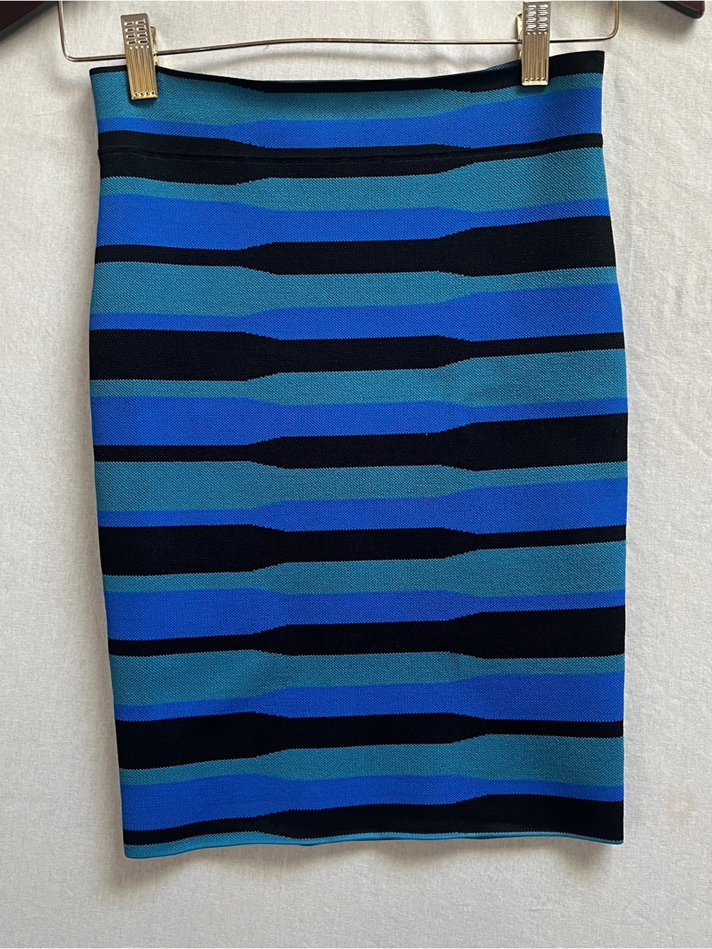 BCBGMAXAZRIA Bandage Bodycon Striped Stretch Knit Pencil Skirt S